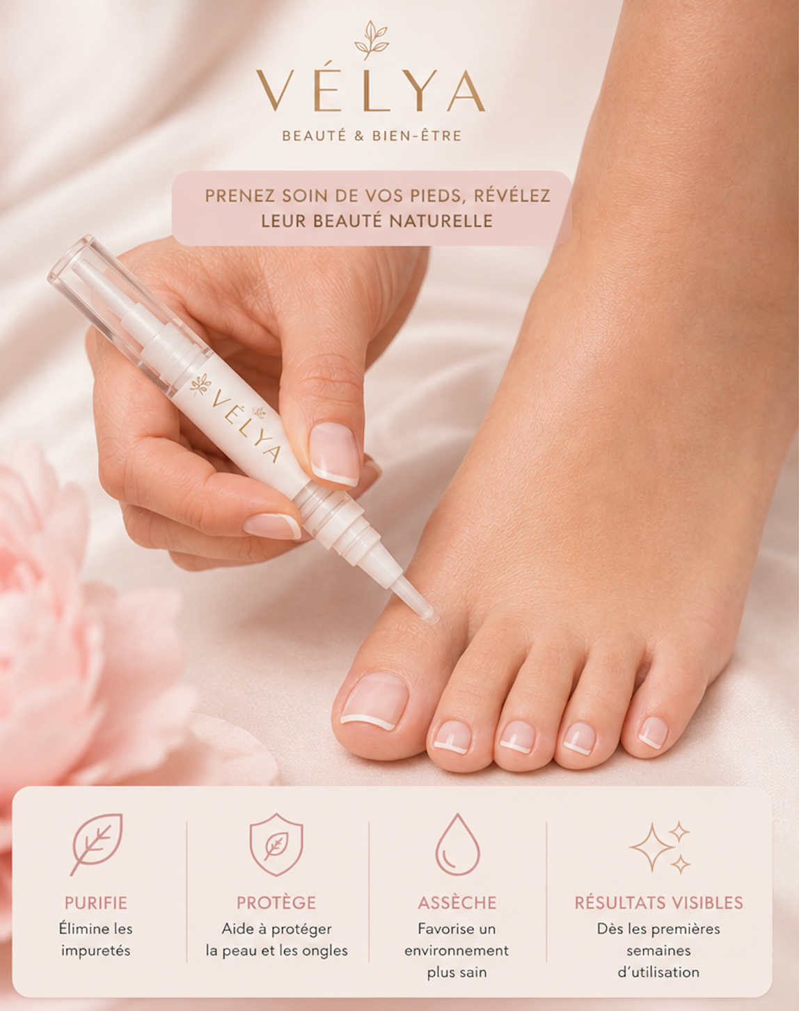 Stylo Soin des Pieds – Triple Action | Vélya
